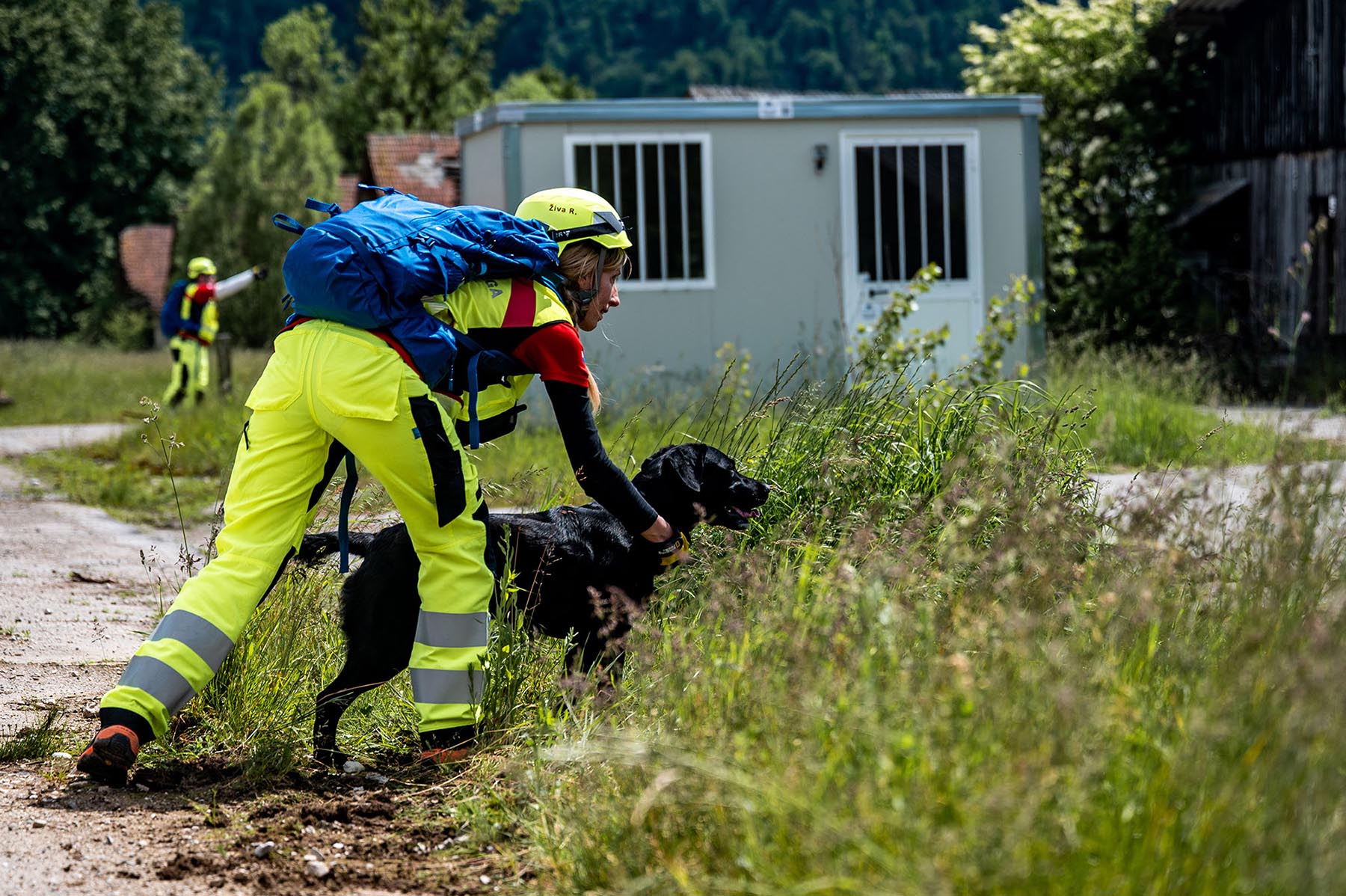 Živa Rudolf and her Labrador during Search & Rescue training with SAR team in Slovenia