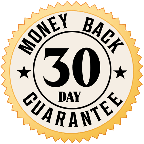 30-day money-back guarantee badge with gold seal
